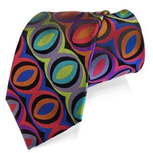 Black Multi-color Geometric Lawrence Ivey Silk Tie